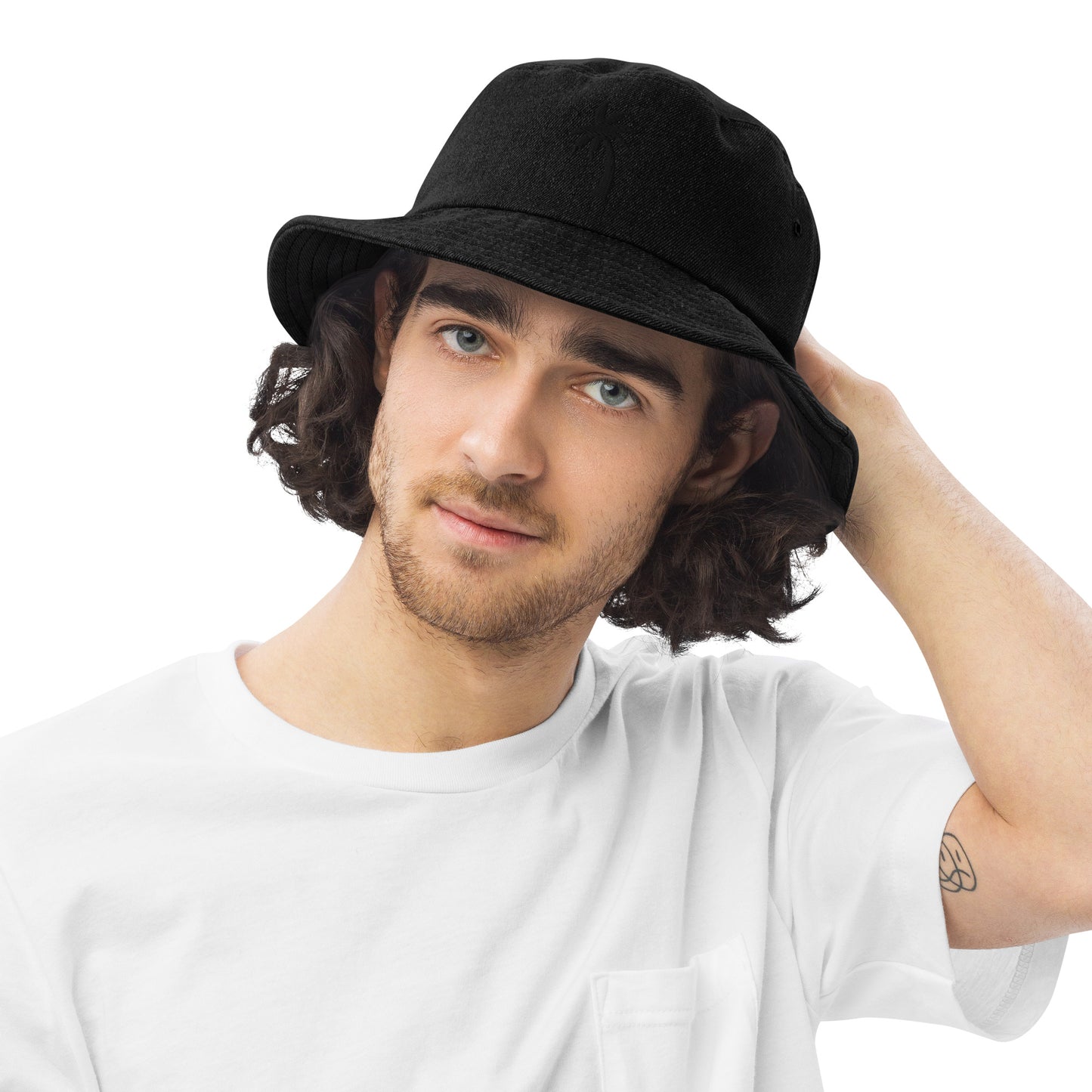 Denim bucket hat palm