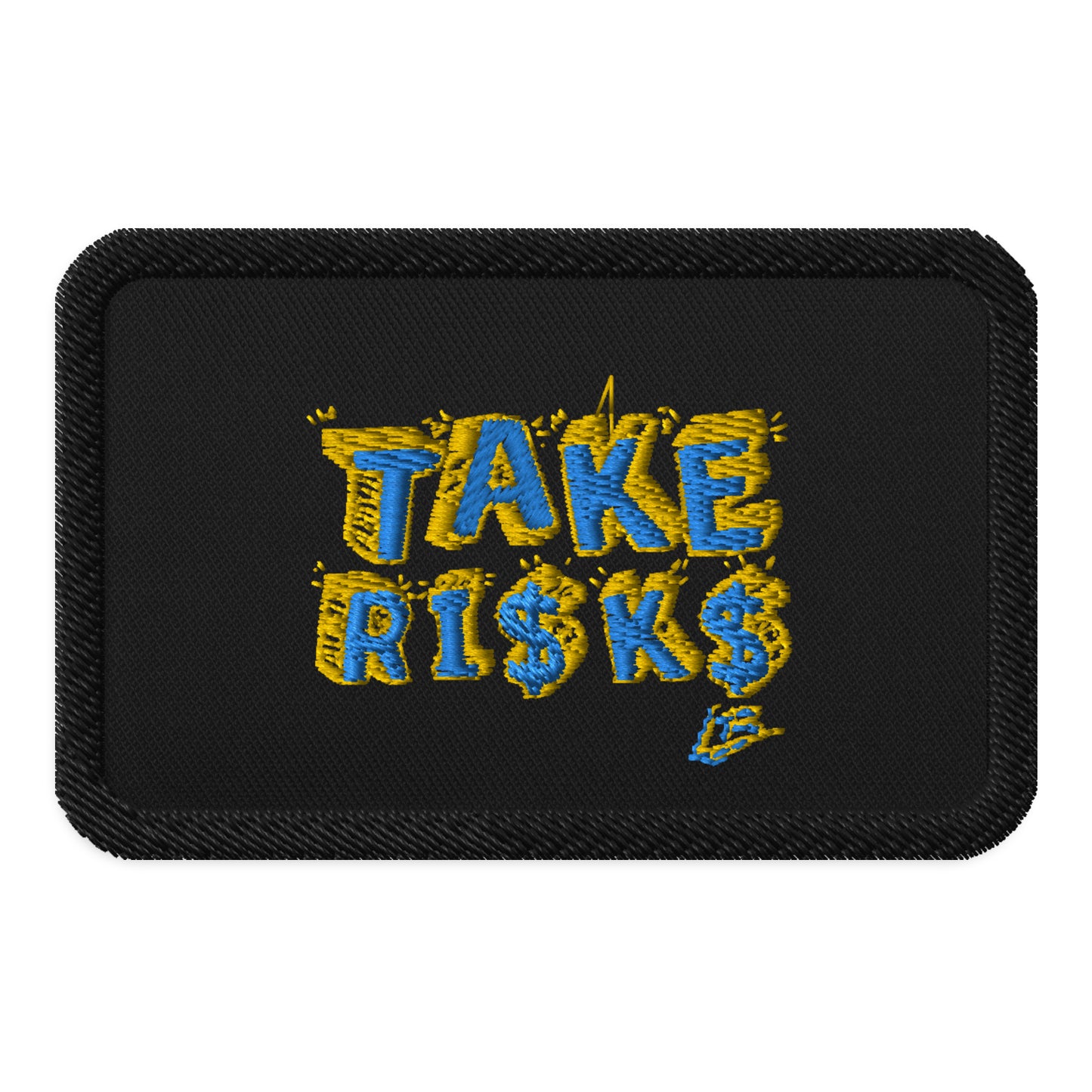 Embroidered patches tr blue w dollar