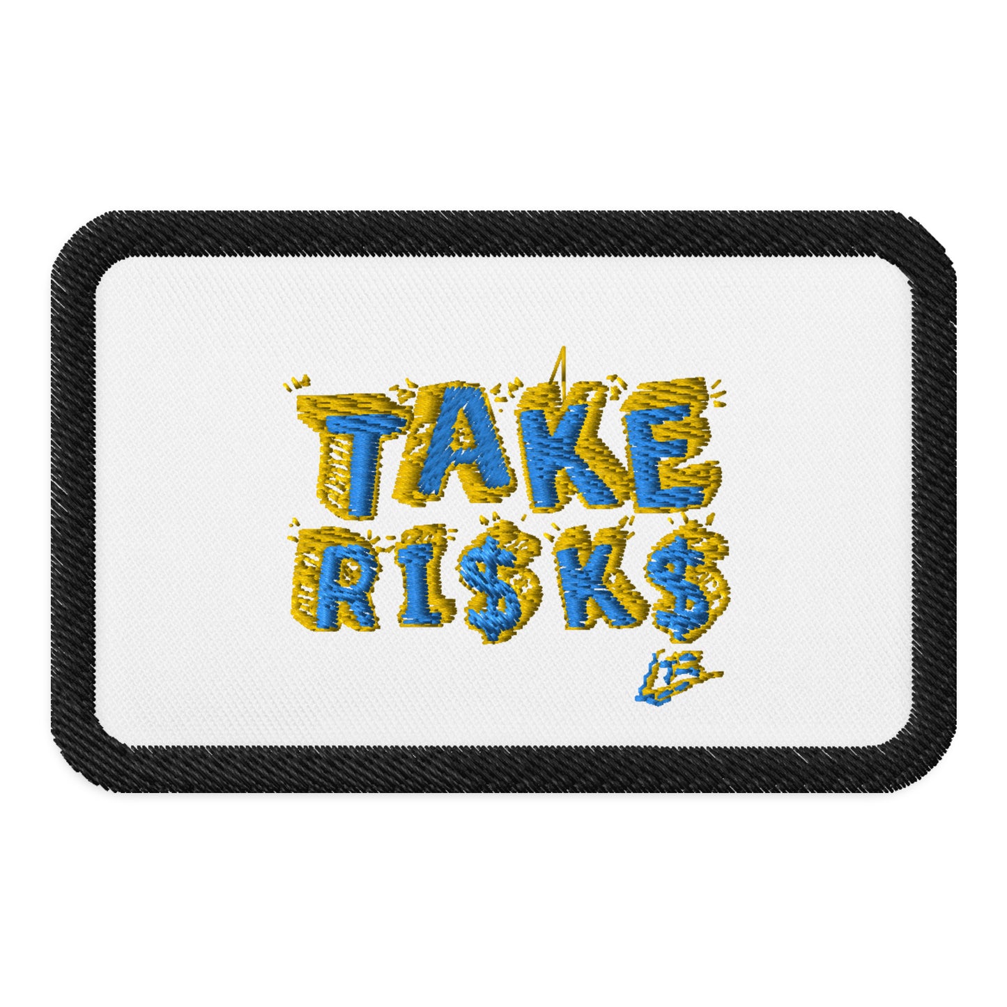 Embroidered patches tr blue w dollar