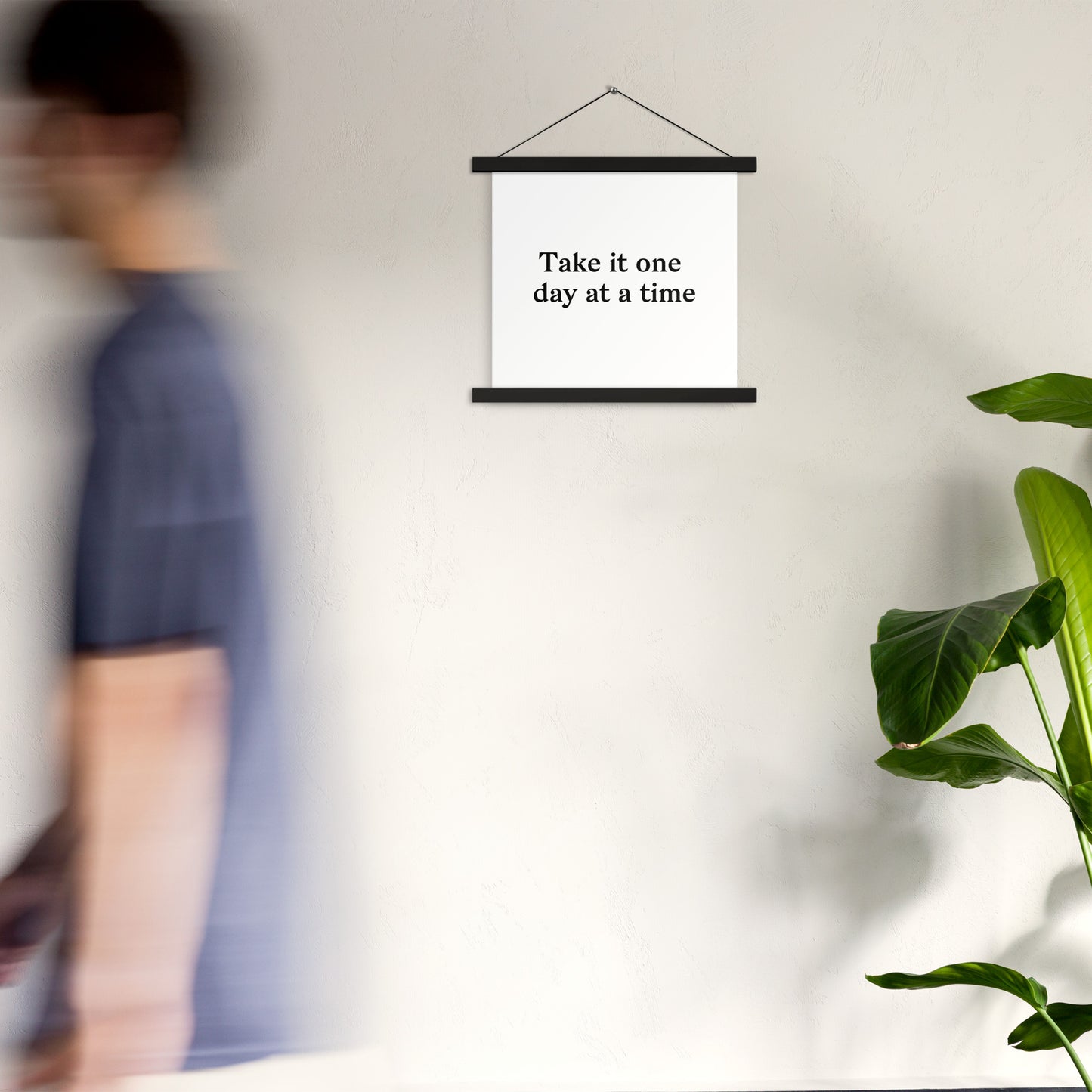 Poster with hangers take it