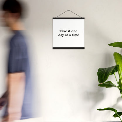 Poster with hangers take it