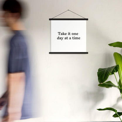 Poster with hangers take it