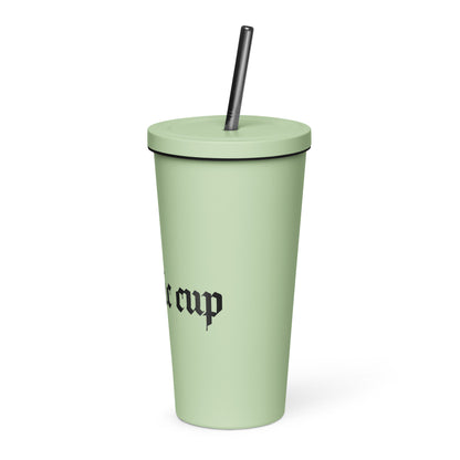 Insulated tumbler with a straw
