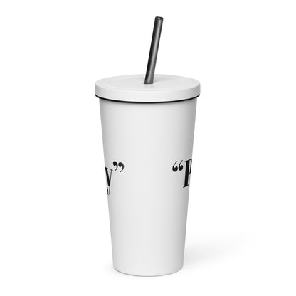 Insulated tumbler with a straw