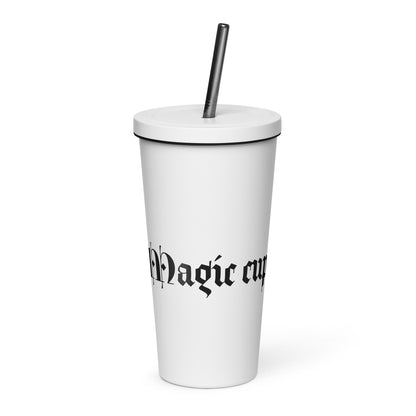 Insulated tumbler with a straw
