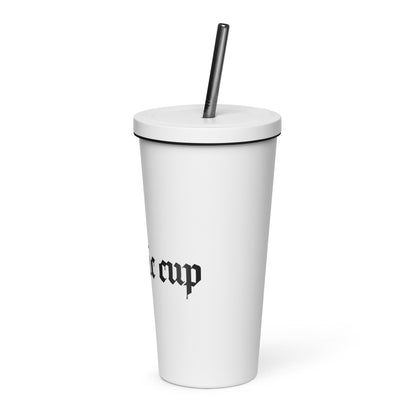 Insulated tumbler with a straw