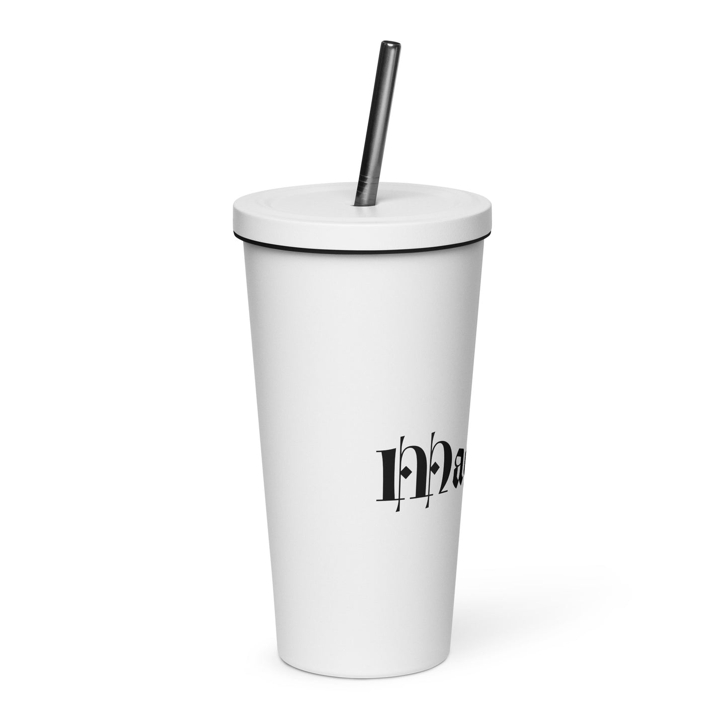 Insulated tumbler with a straw