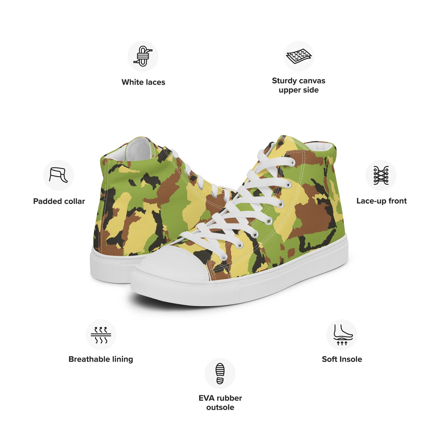 Men’s high top canvas shoesCAMOGREENPLAIN
