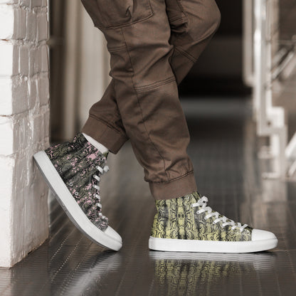 Men’s high top canvas shoes mix match snakey