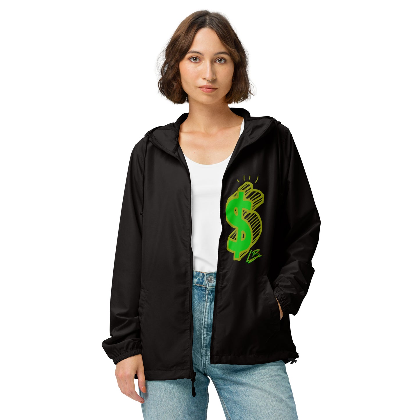 Unisex lightweight zip up windbreakerdollar sign