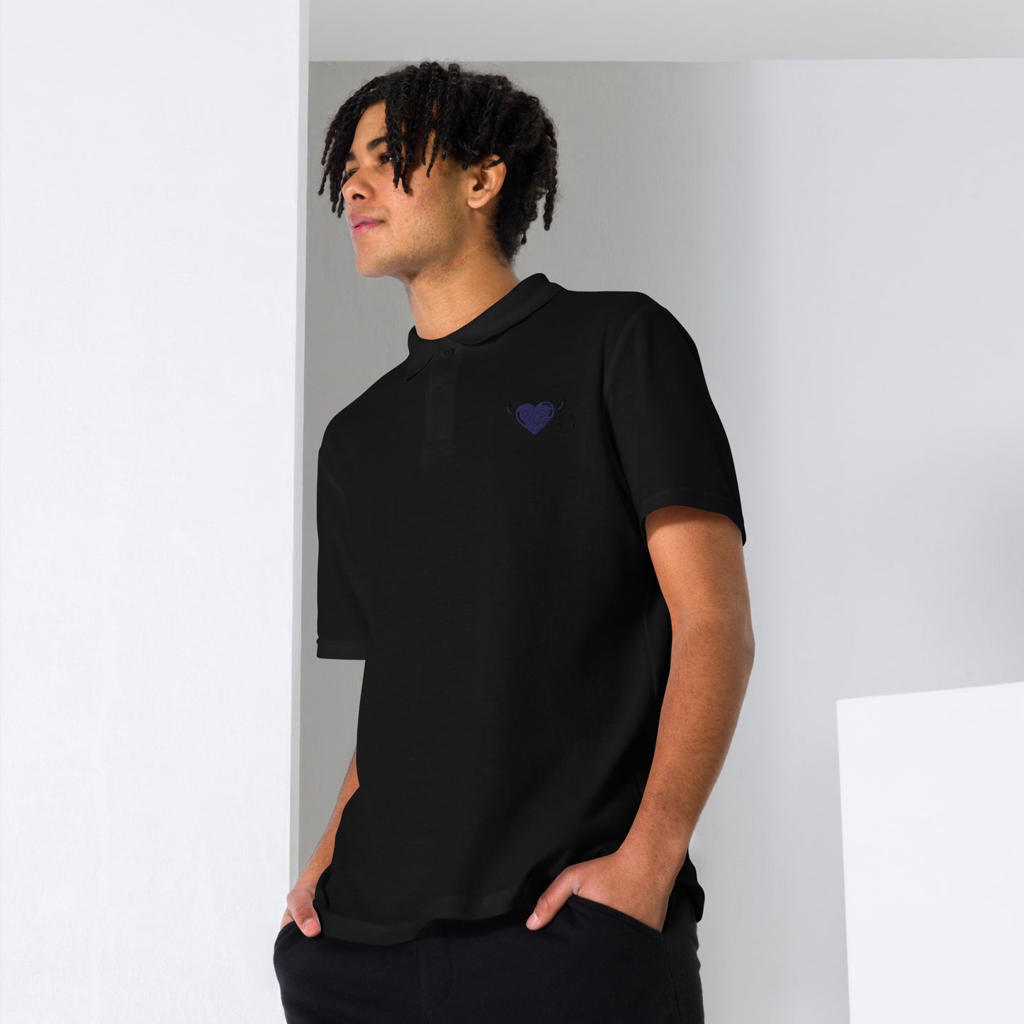 Blue devil heartUnisex pique polo shirt