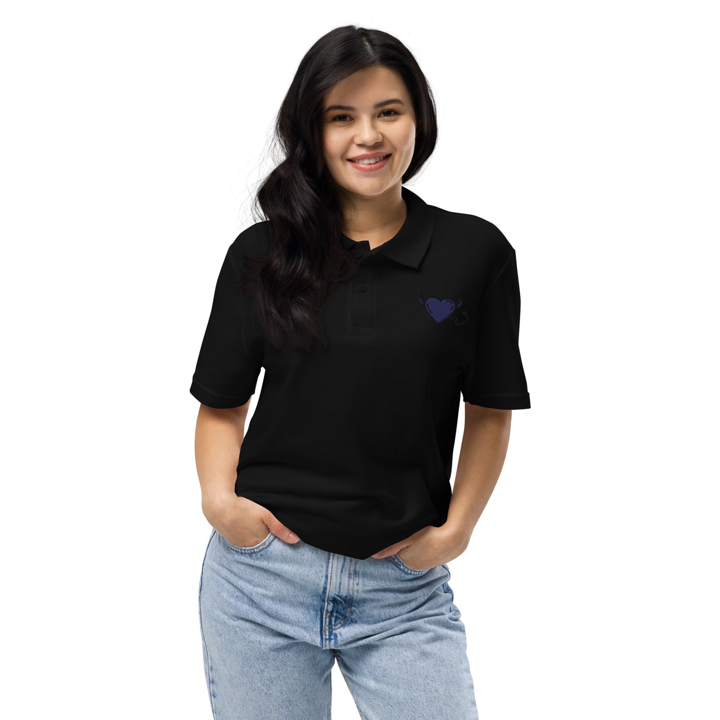 Blue devil heartUnisex pique polo shirt