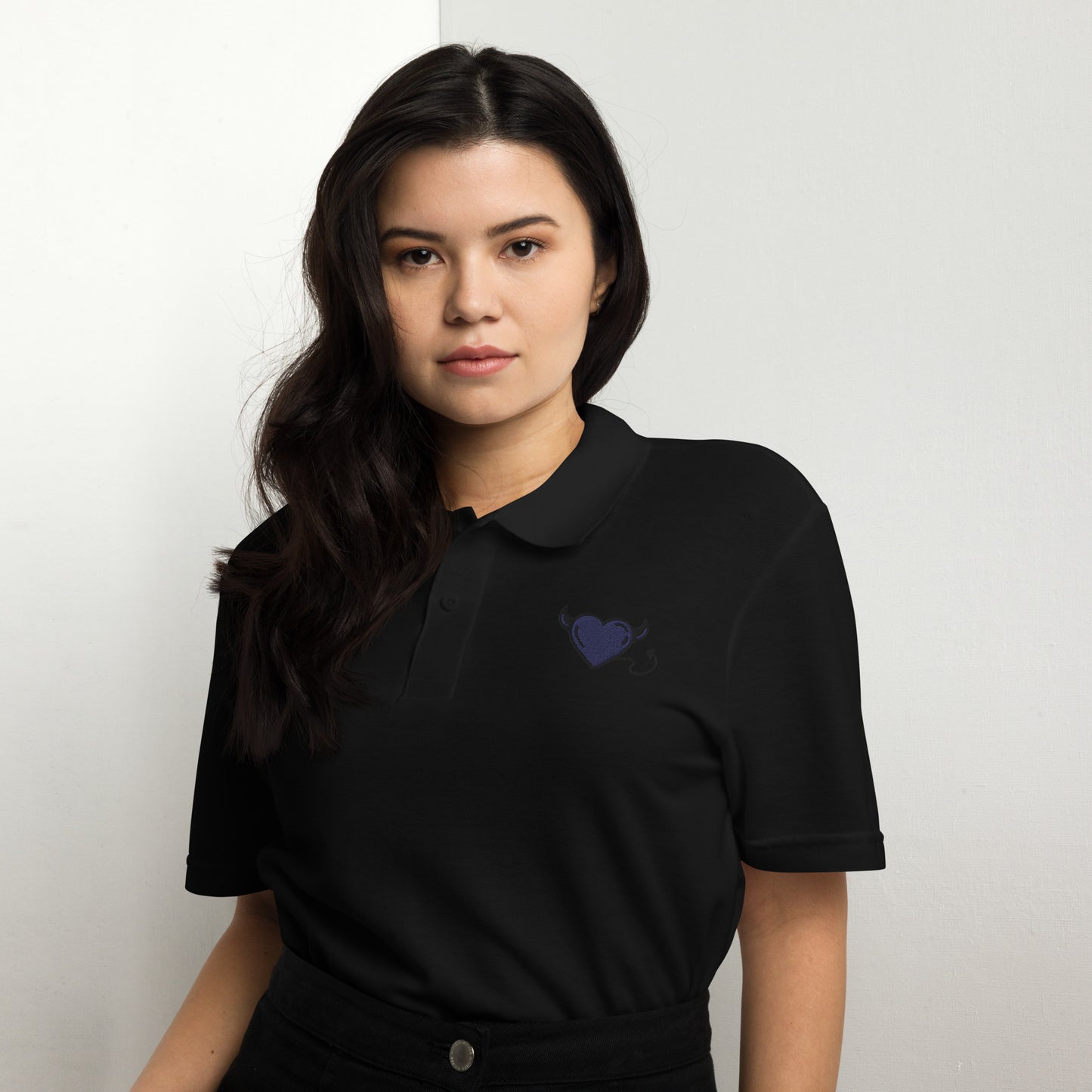 Blue devil heartUnisex pique polo shirt