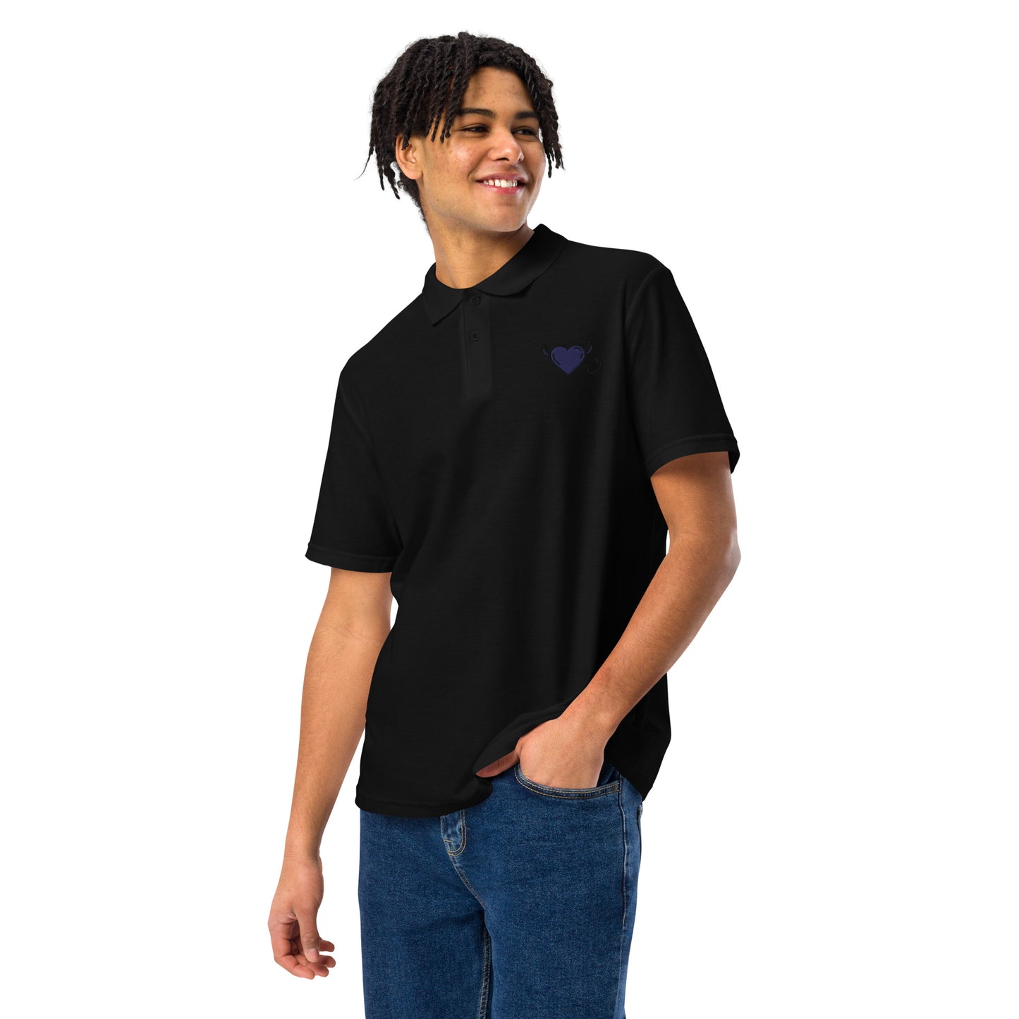 Blue devil heartUnisex pique polo shirt