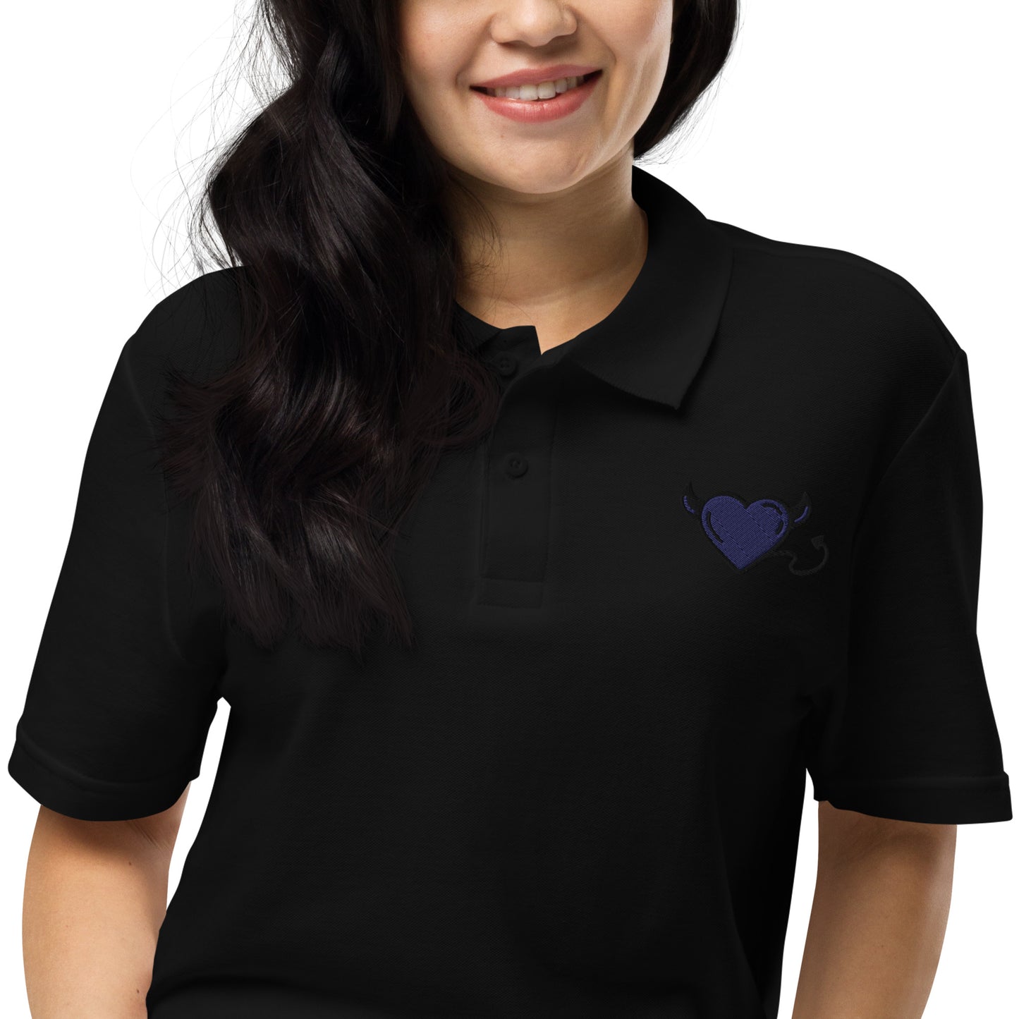 Blue devil heartUnisex pique polo shirt