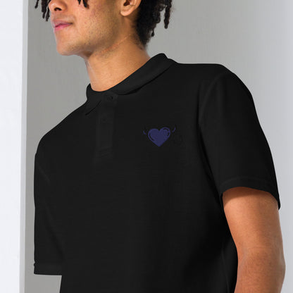 Blue devil heartUnisex pique polo shirt