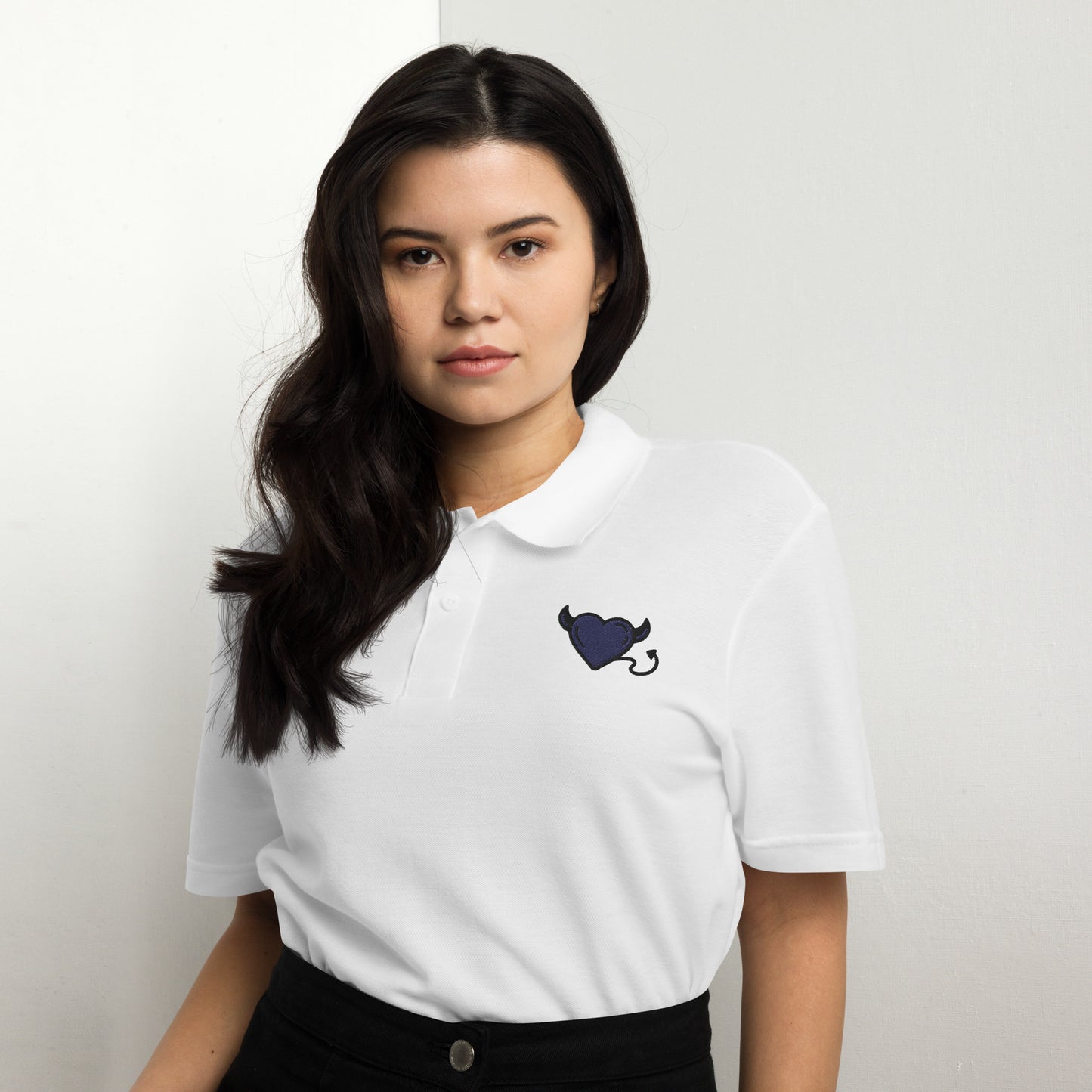 Blue devil heartUnisex pique polo shirt