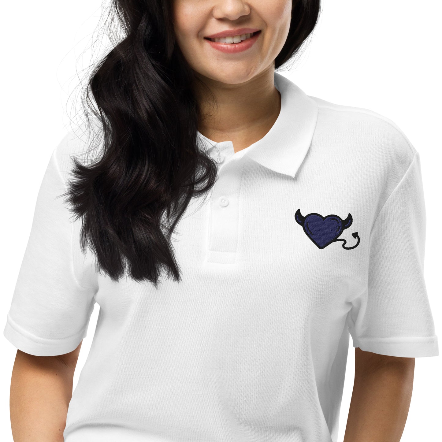 Blue devil heartUnisex pique polo shirt