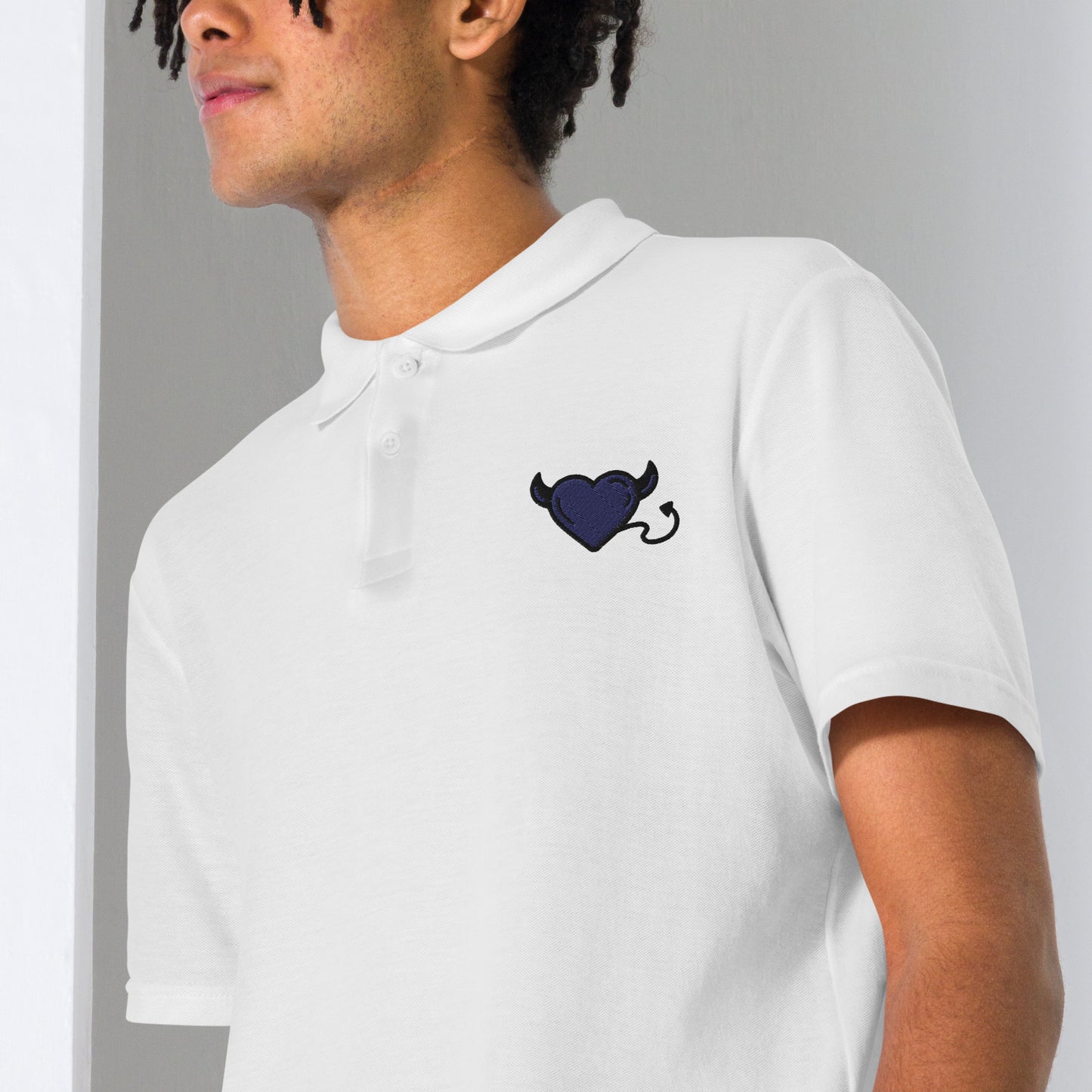 Blue devil heartUnisex pique polo shirt