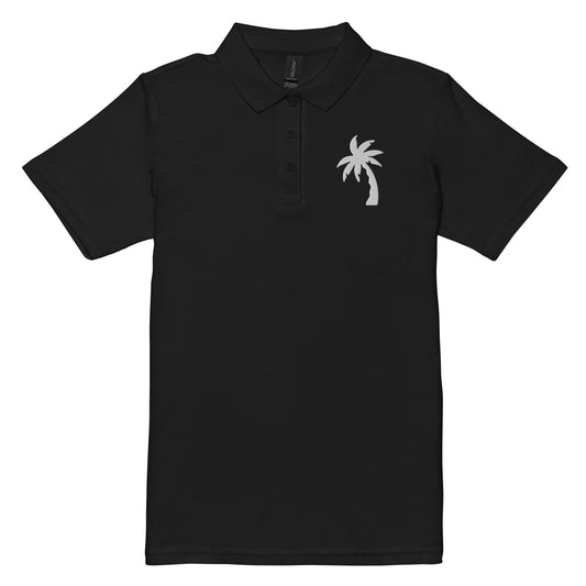 Women’s pique polo shirt white palm
