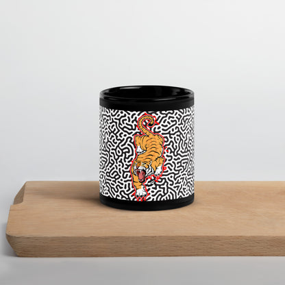 Black Glossy Mug tiger