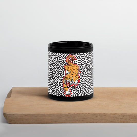 Black Glossy Mug tiger