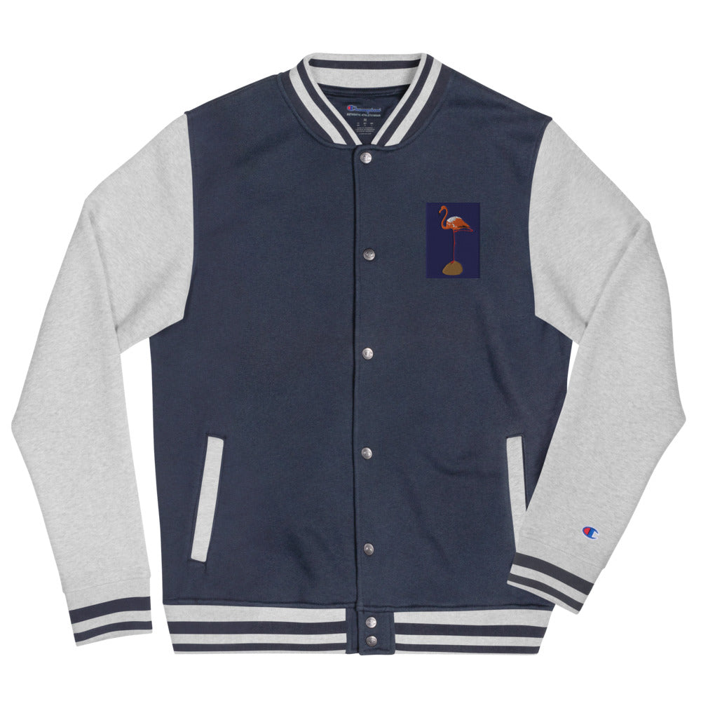 Embroidered Champion Bomber Jacket flamingo