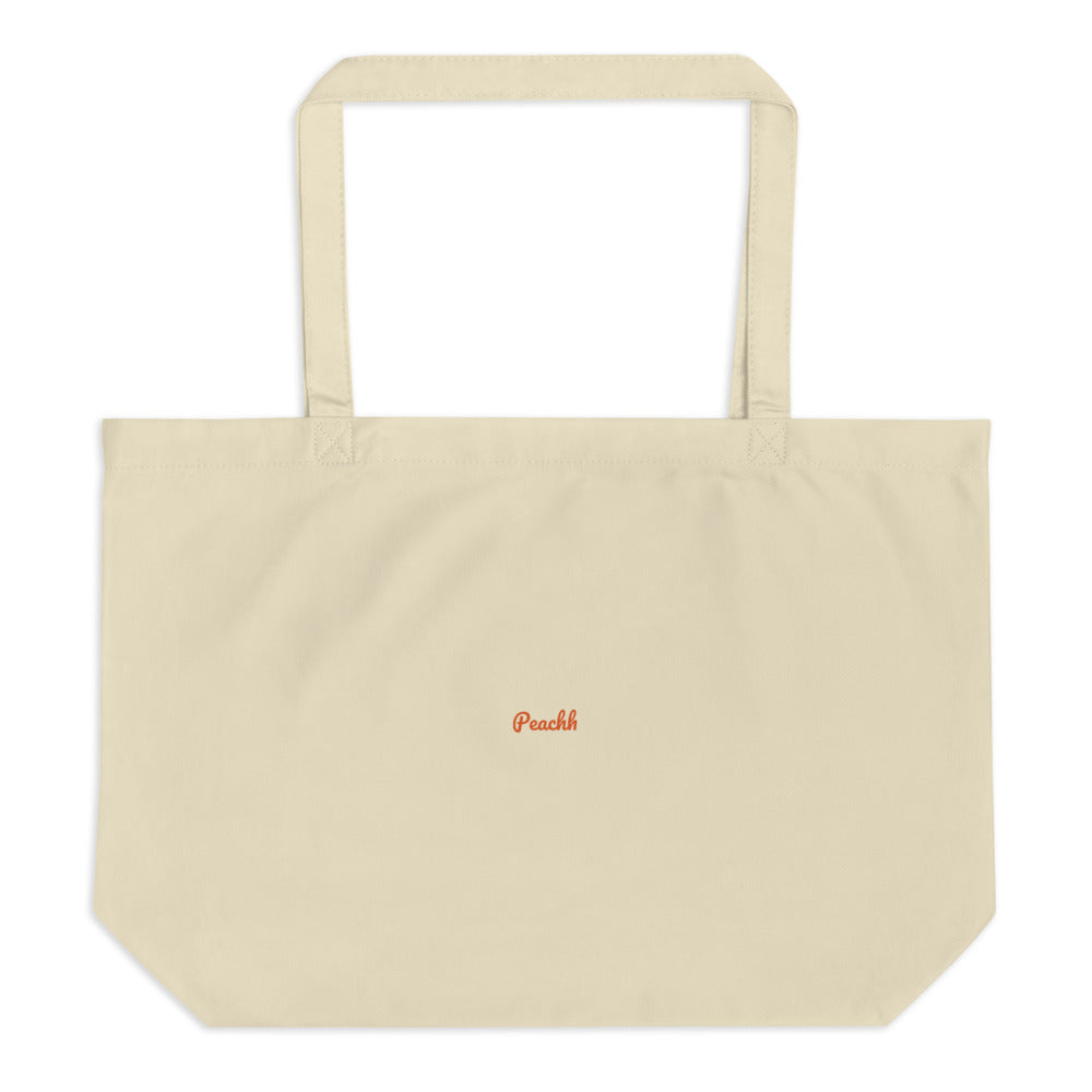 Large organic tote bag peach lb collab 1