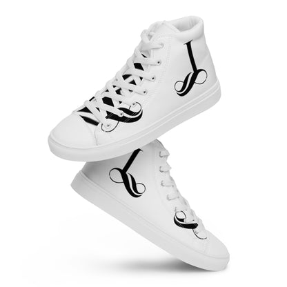 Men’s high top canvas shoes large facing big cursive L