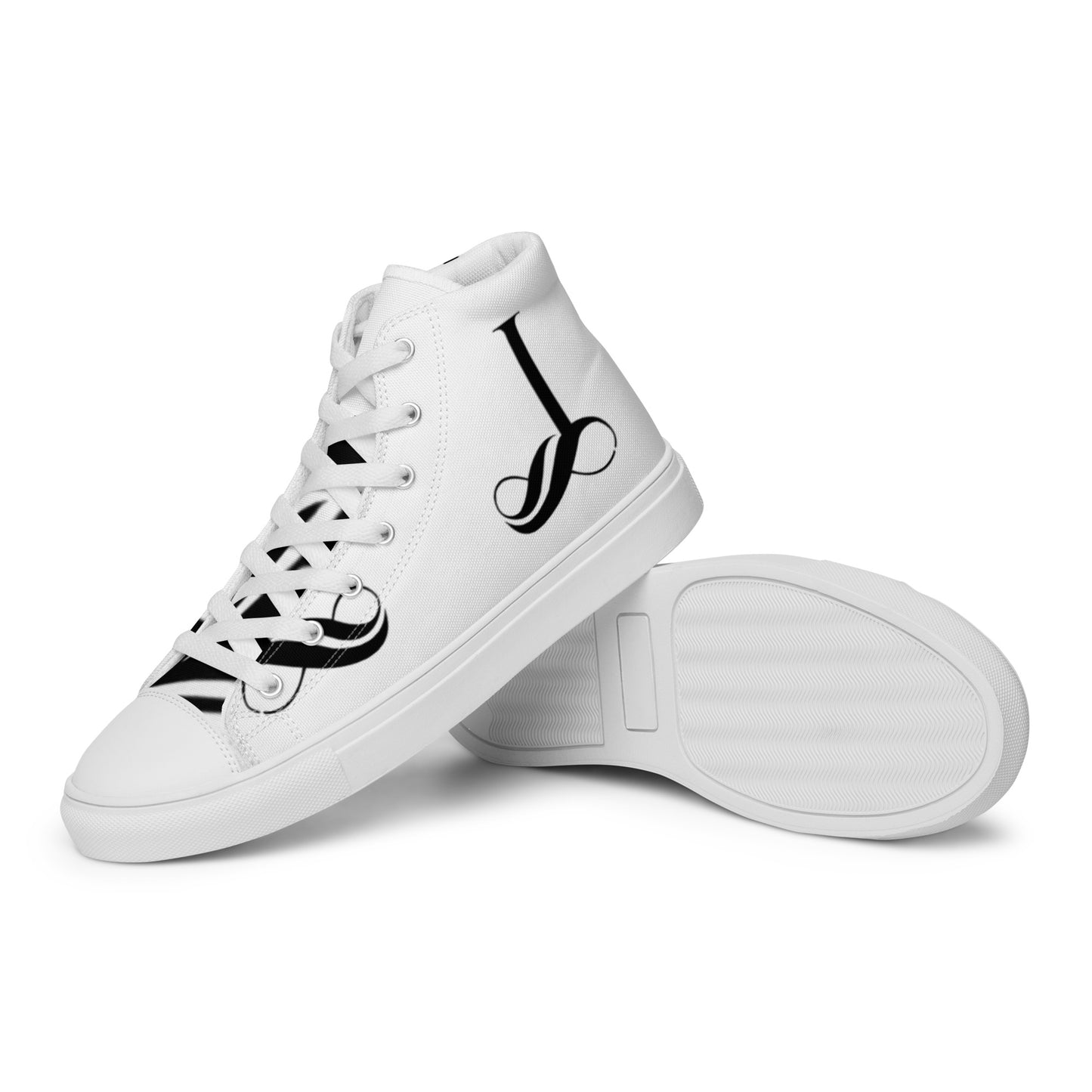 Men’s high top canvas shoes large facing big cursive L