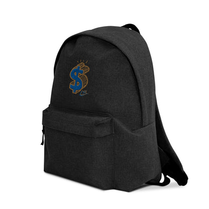Embroidered Backpack blue money