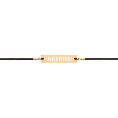 Engraved Silver Bar String Bracelet