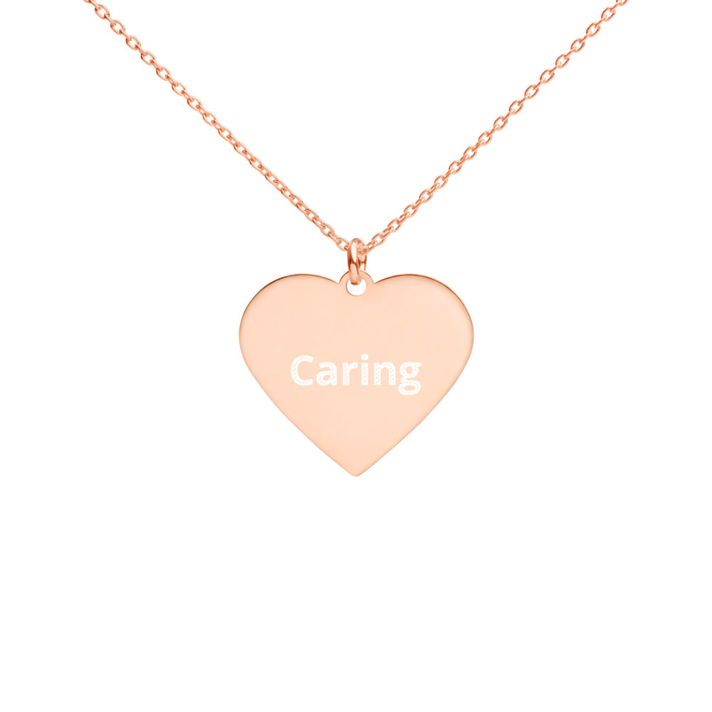 Engraved Silver Heart Necklace