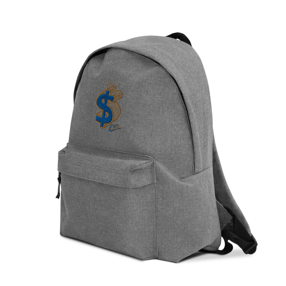 Embroidered Backpack blue money