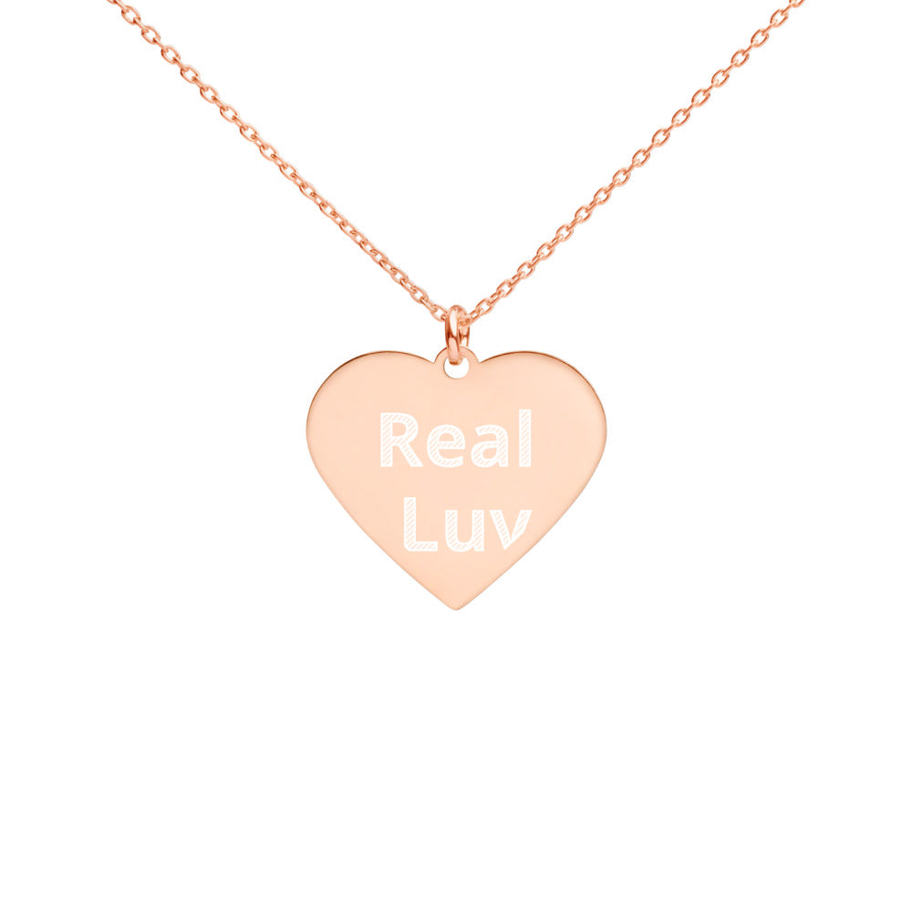 Engraved Silver Heart Necklace