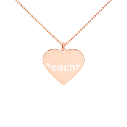 Engraved Silver Heart NecklaceREALPEACHH