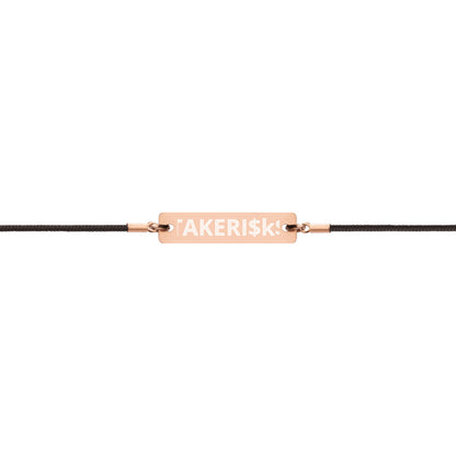 Engraved Silver Bar String Bracelet