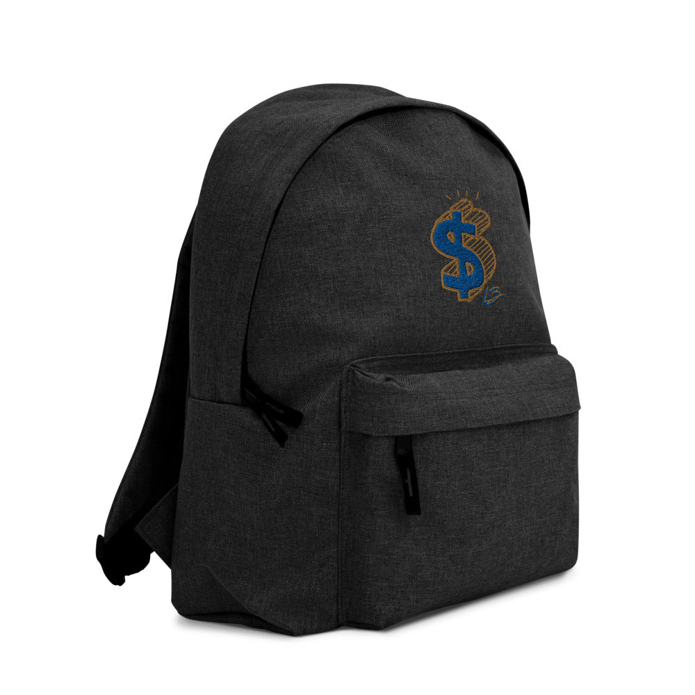 Embroidered Backpack blue money