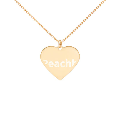 Engraved Silver Heart NecklaceREALPEACHH