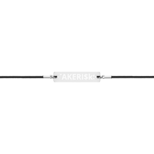 Engraved Silver Bar String Bracelet