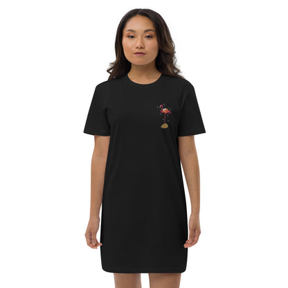 Organic cotton t-shirt dress flamingo 🦩