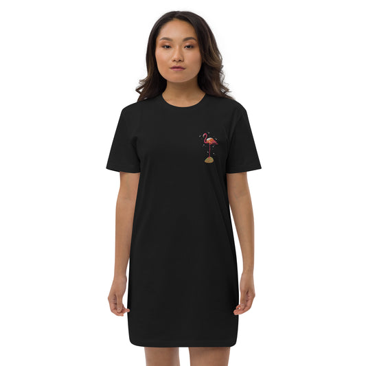 Organic cotton t-shirt dress flamingo 🦩