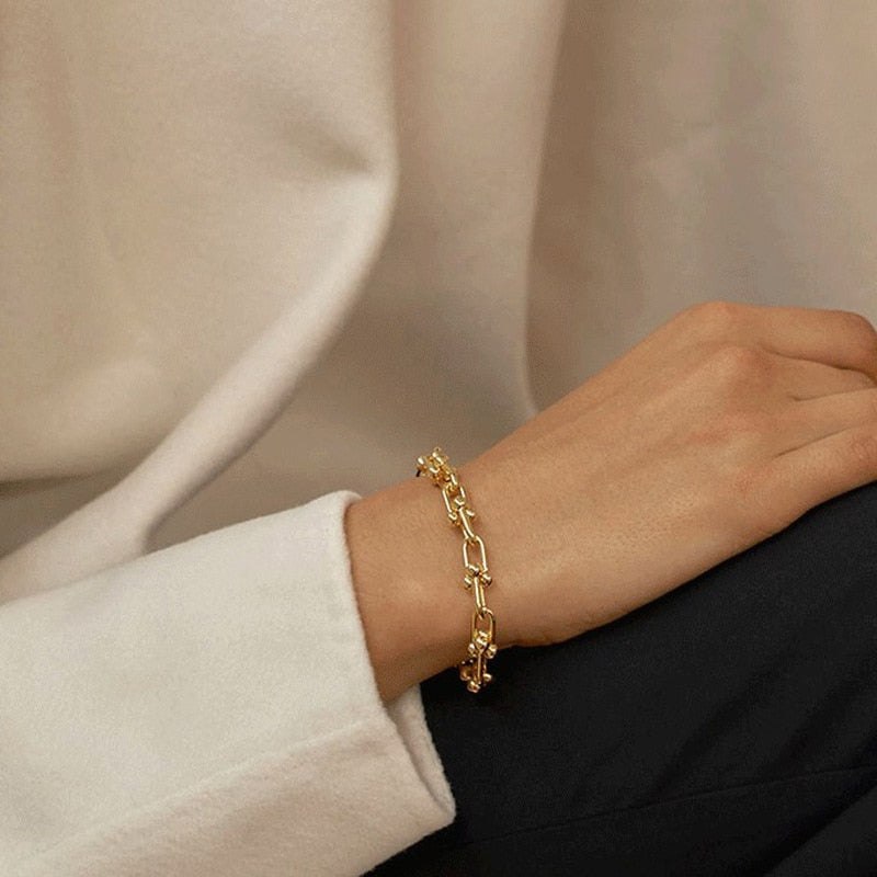 Silver Lock Chain Bracelet