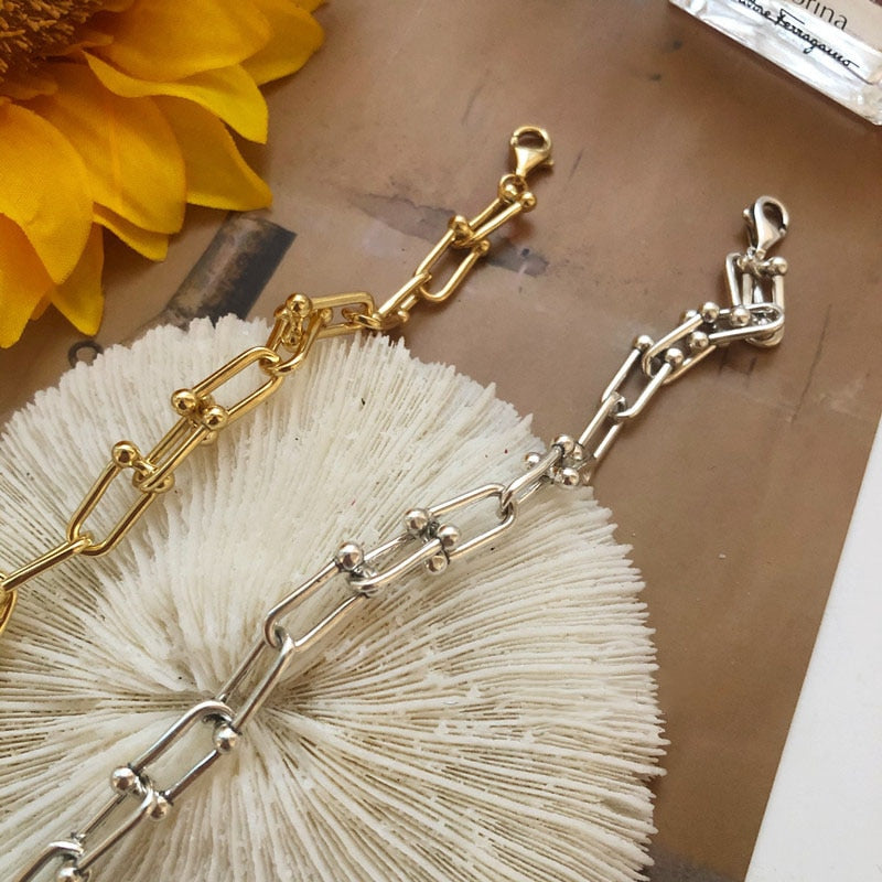 Silver Lock Chain Bracelet