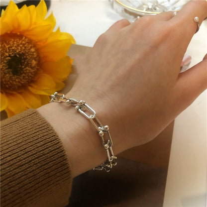 Silver Lock Chain Bracelet