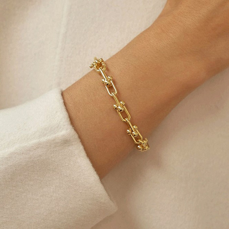 Silver Lock Chain Bracelet