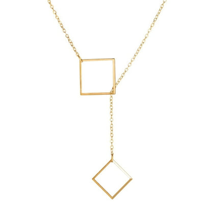 Hollow Square Pendant Necklace