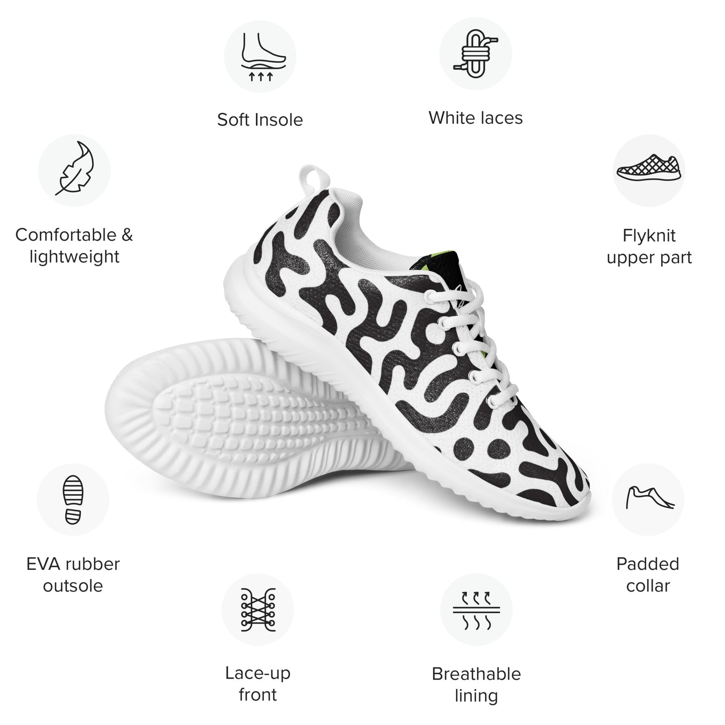 Women’s athletic shoes zebra green tiger